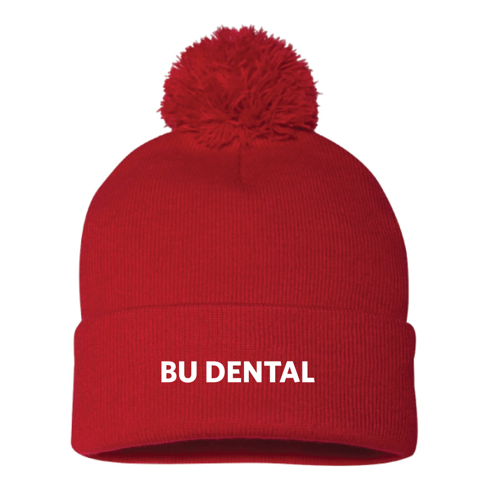 BU Dental Sportsman 12" Pom-Pom Cuffed Beanie